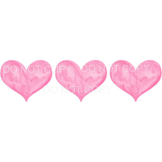 Pink Watercolor Heart Trio Sublimation transfers - Heat 