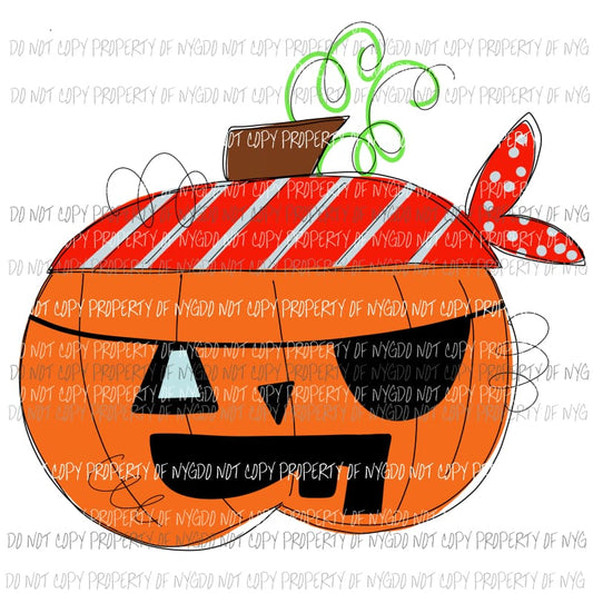 Pirate jack pumpkin Fall Halloween Sublimation transfers Heat Transfer