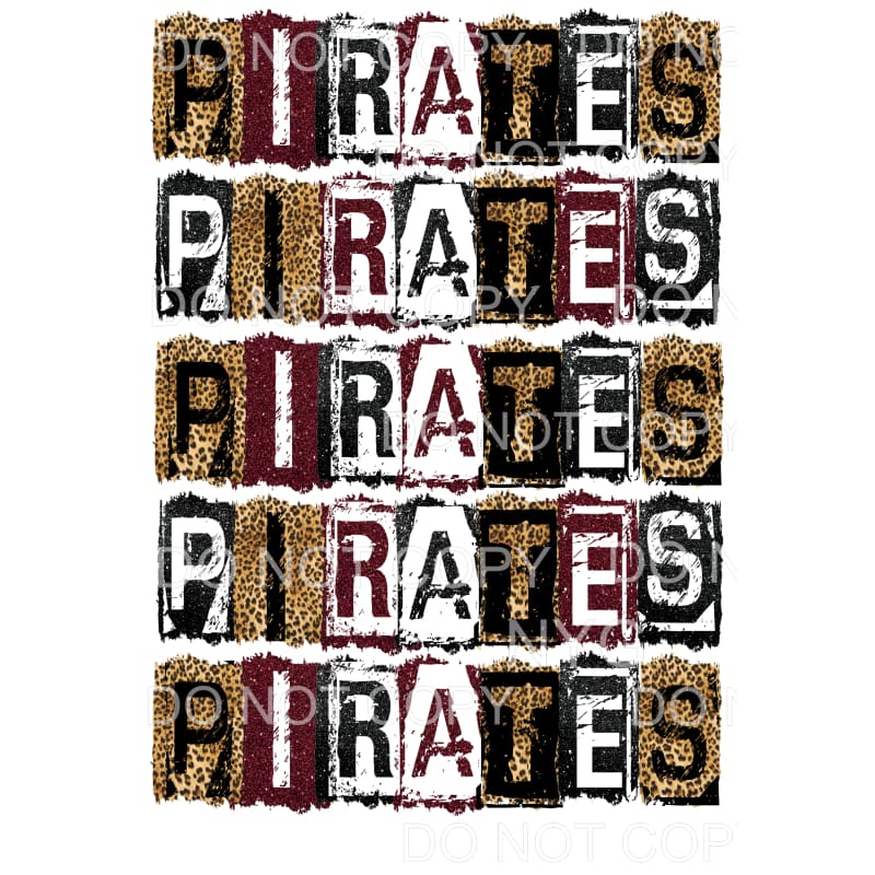 PIRATES BLOCK Maroon and white # 950 Sublimation transfers -