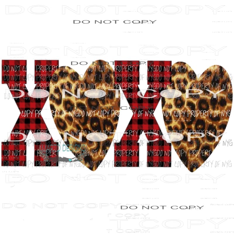 plaid and leopard XOXO Sublimation transfers love valentines day Heat Transfer
