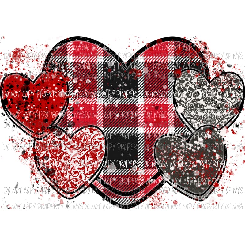 Plaid Conversation Hearts #1 splatters Sublimation transfers Heat Transfer