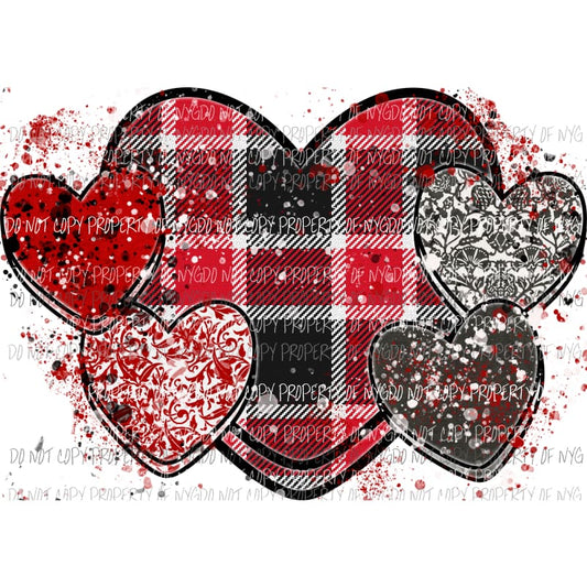 Plaid Conversation Hearts #1 splatters Sublimation transfers Heat Transfer