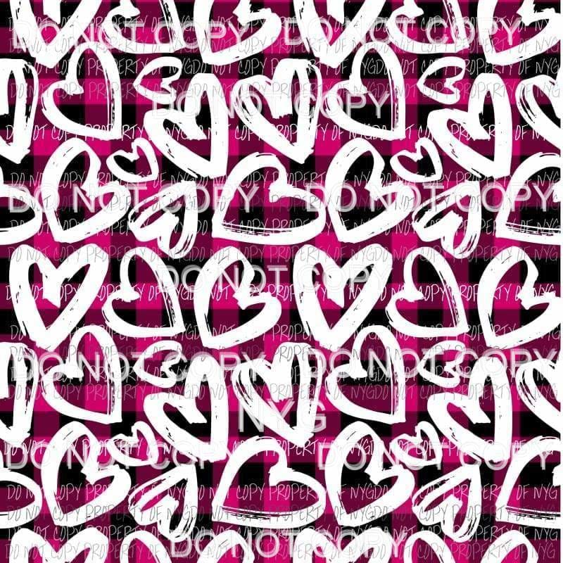 Plaid Hearts Sheet #3 Sublimation transfers 13 x 9 inches Heat Transfer