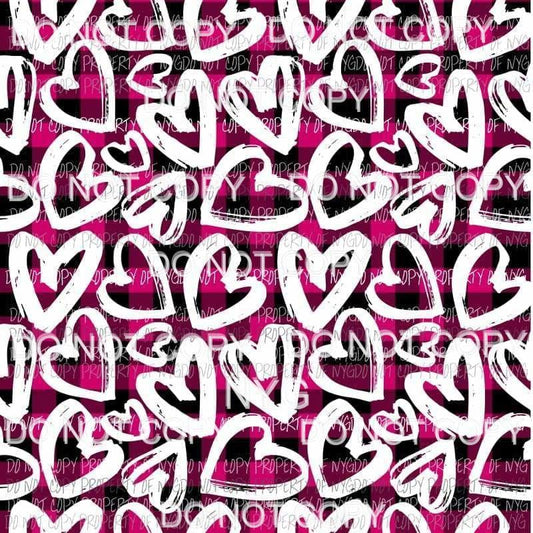 Plaid Hearts Sheet #3 Sublimation transfers 13 x 9 inches Heat Transfer