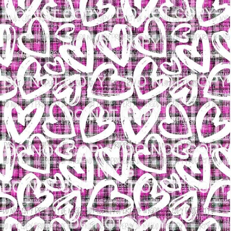 Plaid Hearts Sheet #5 Sublimation transfers 13 x 9 inches Heat Transfer