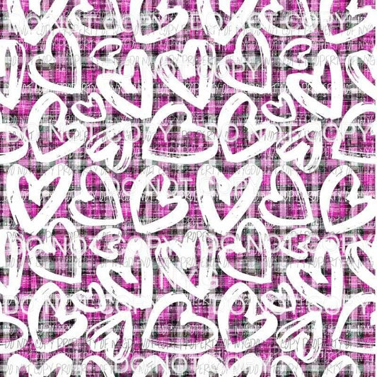 Plaid Hearts Sheet #5 Sublimation transfers 13 x 9 inches Heat Transfer