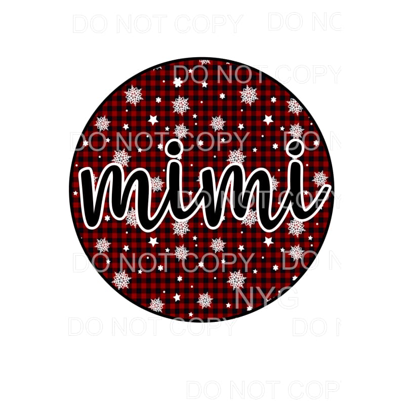 Plaid snowflake circle Mama - Mimi - Mom - Nana other names 