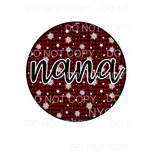 Plaid snowflake circle Mama - Mimi - Mom - Nana other names 