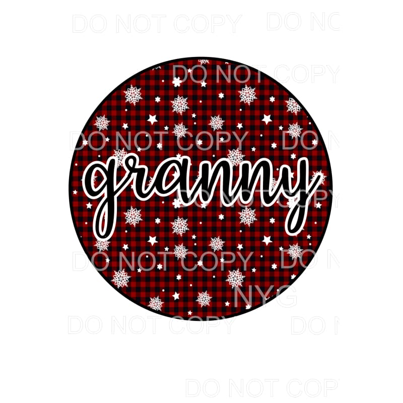 Plaid snowflake circle Mama - Mimi - Mom - Nana other names 