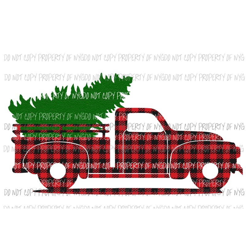 plaid truck with tree Sublimation transfers Heat Transfer