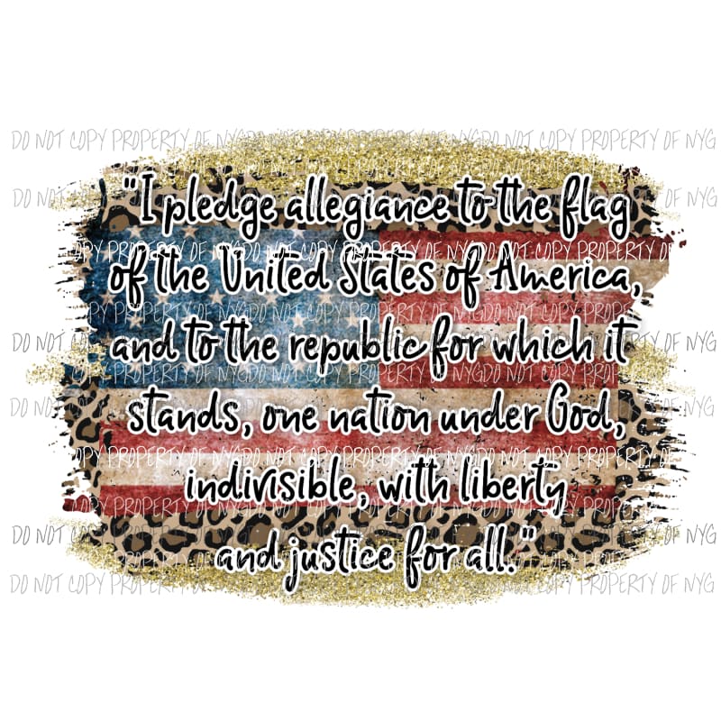 Pledge Of Allegiance leopard flag Sublimation transfers Heat Transfer