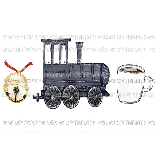 Polar Express Train hot cocoa Christmas bell Sublimation transfers Heat Transfer