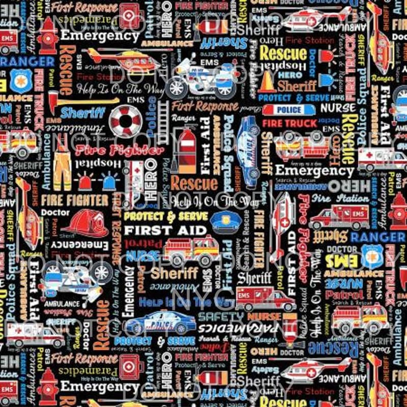 Police Fire Rescue Sheet #1 Sublimation transfers - 13 x 9 
