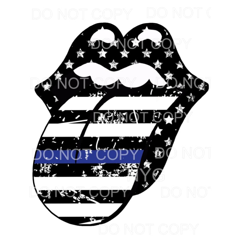 Police Thin Blue Line Rolling Stones Lips #2 Sublimation 