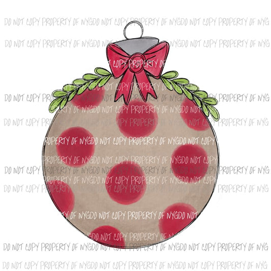 Polka dot ornament red brown bow Sublimation transfers Heat Transfer
