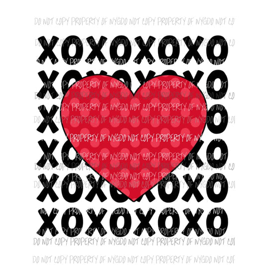 Polka Dot Red Heart XOXO stacked Sublimation transfers Heat Transfer