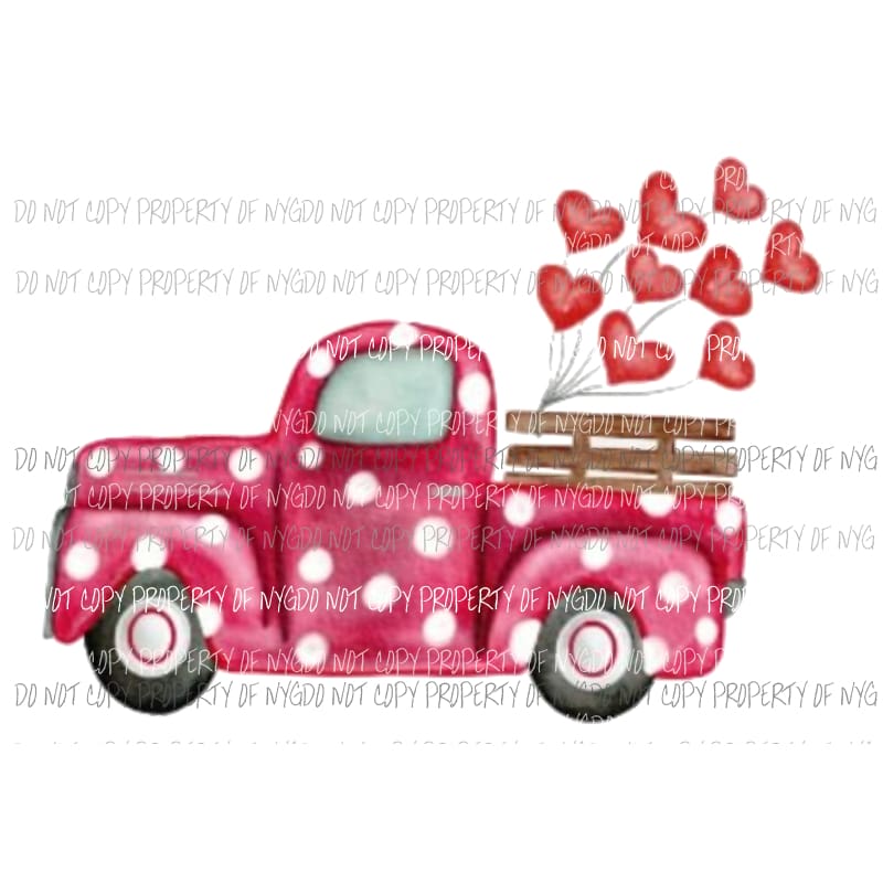Polka dot Truck hearts red Sublimation transfers Heat Transfer
