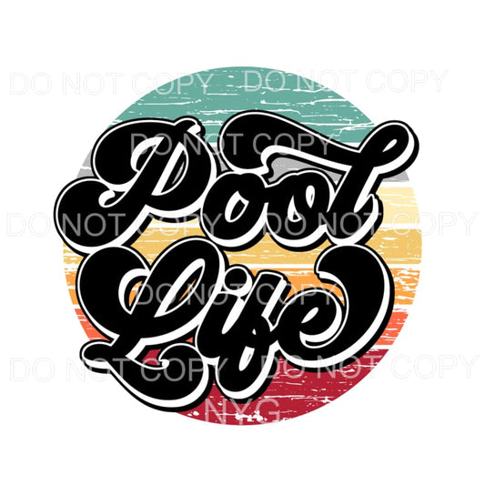 Pool Life Retro Distressed Wood Circle Sublimation transfers