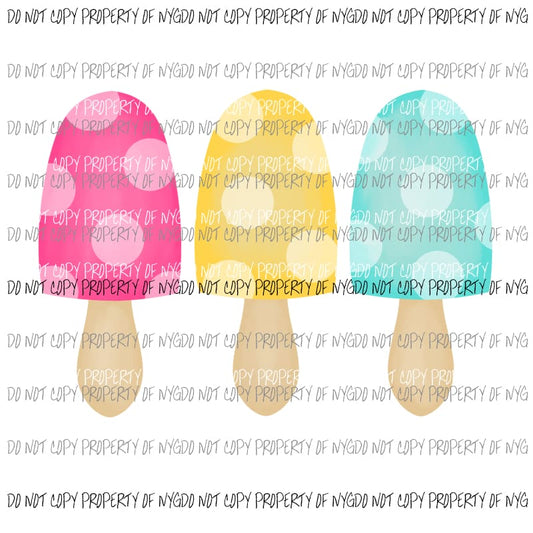 Popsicle Trio pastels polka dots Sublimation transfers Heat Transfer