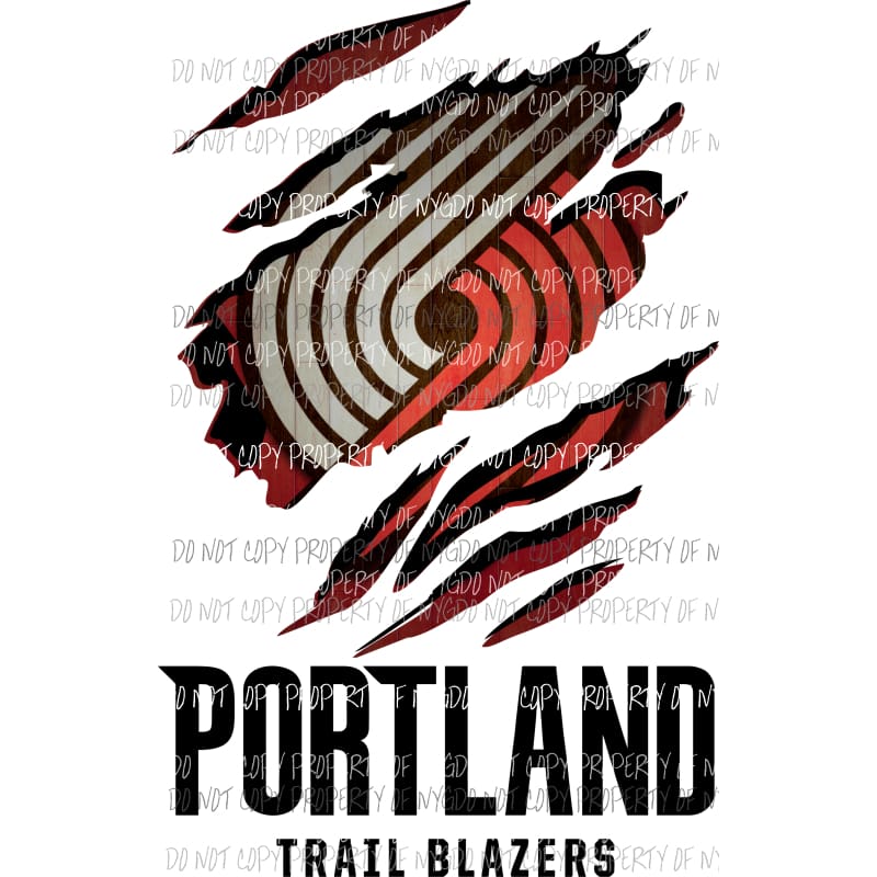 Portland Trail Blazers ripped design Sublimation transfers Heat Transfer