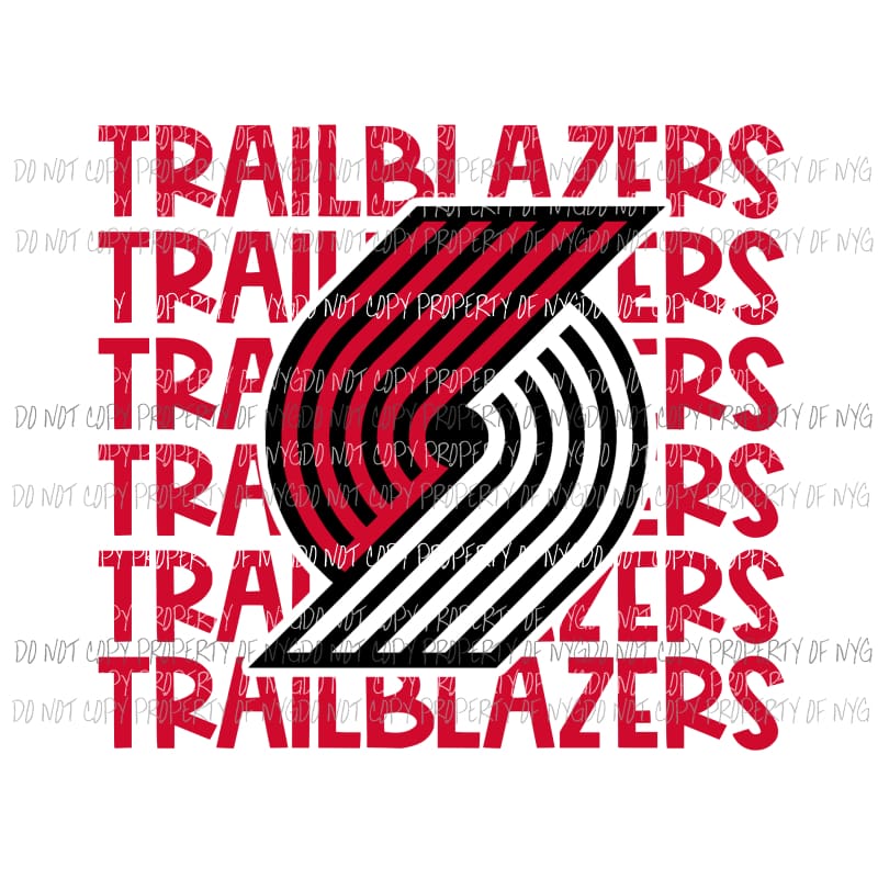 Portland Trail Blazers stacked Sublimation transfers Heat Transfer