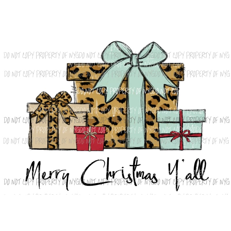 Presents merry Christmas Yall Sublimation transfers Heat Transfer