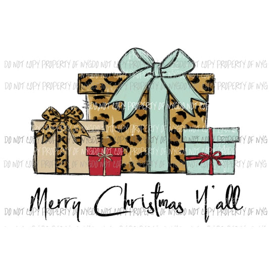Presents merry Christmas Yall Sublimation transfers Heat Transfer