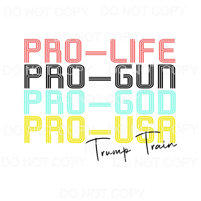Pro Life Gun God Trump Train Sublimation transfers - Heat 