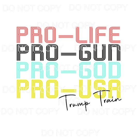 Pro Life Gun God Trump Train Sublimation transfers - Heat 