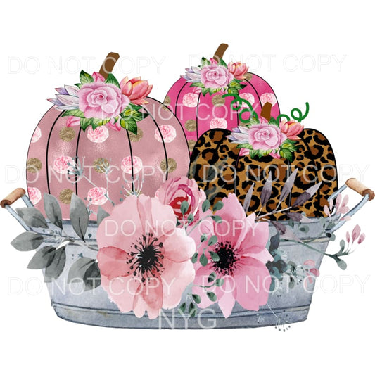 Pumpins In Metal Tub Pink Leopard Floral Sublimation 