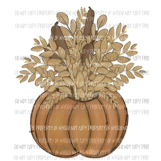 Pumpkin filled with cattails and leaves Sublimation transfers Heat Transfer
