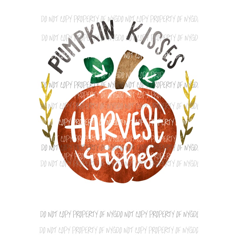 Pumpkin Kisses and Harvest wishes 2 Sublimation transfers Heat Transfer