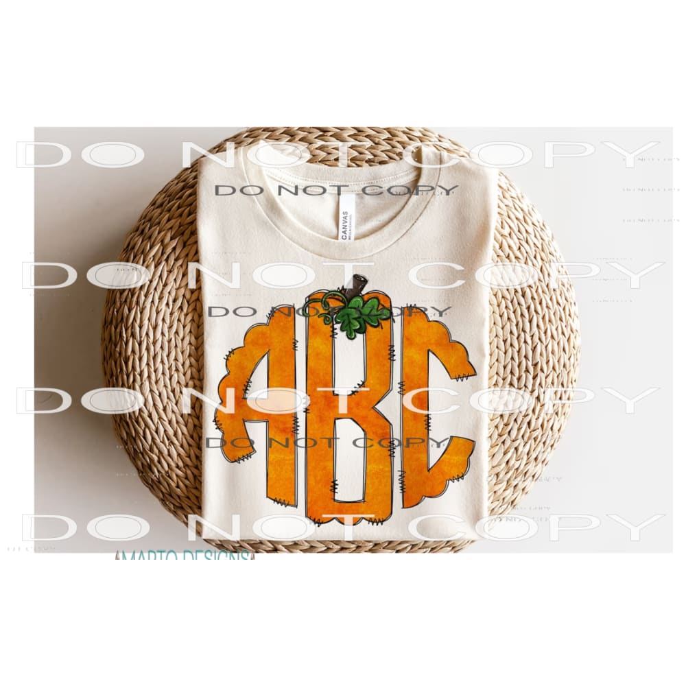 Pumpkin monogram leave letters in notes Sublimation