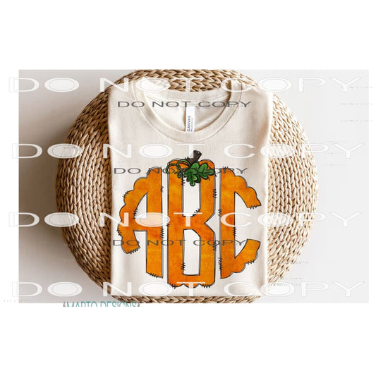 Pumpkin monogram leave letters in notes Sublimation