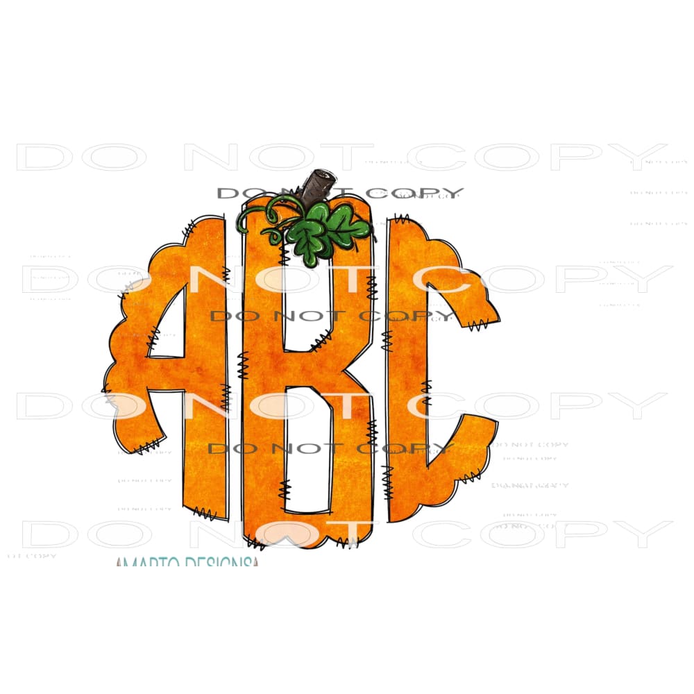 Pumpkin monogram leave letters in notes Sublimation