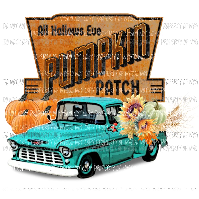Pumpkin Patch Old Truck Halloween # 31 Sublimation transfers Heat Transfer