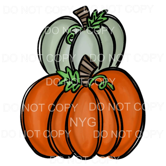 Pumpkin Stacked Green Orange Sublimation transfers - Heat 