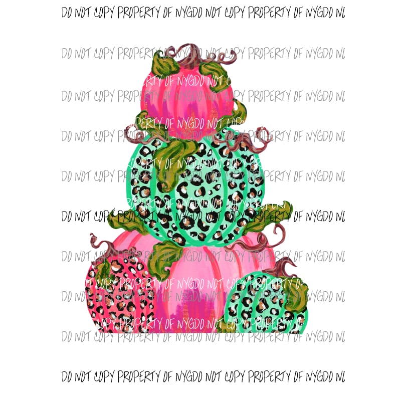 Pumpkin Trio Bright Colors #1 pink teal leopard Sublimation transfers Heat Transfer