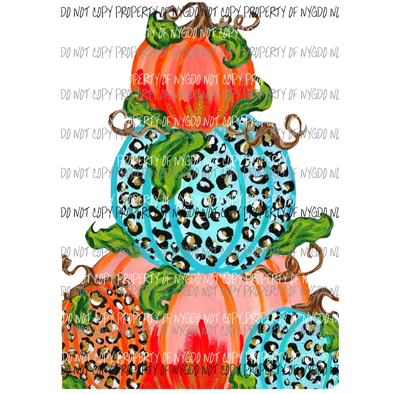 Pumpkin Trio Bright Colors #2 orange blue leopard Sublimation transfers Heat Transfer