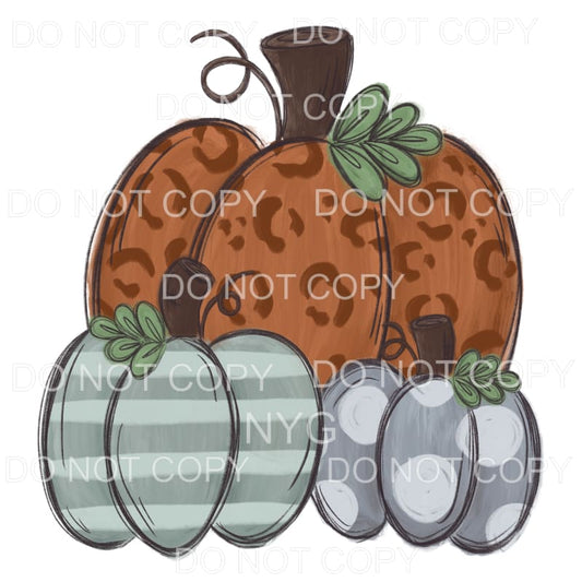 Pumpkin Trio Brown Leopard Grey Stripes Polka Dots 