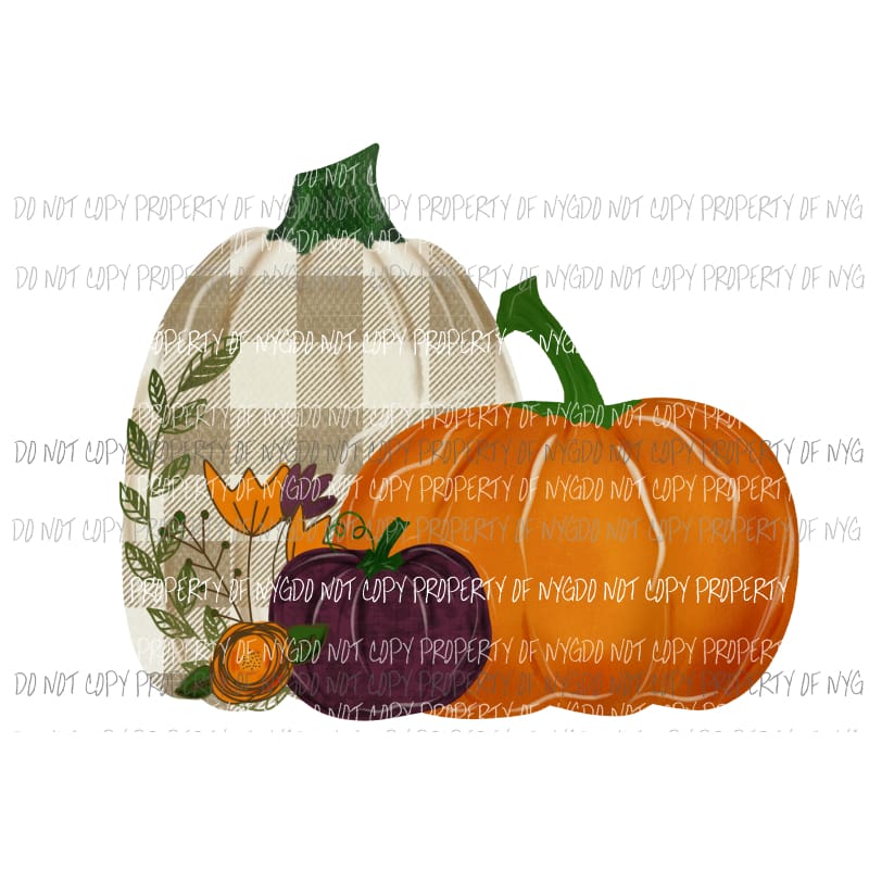 Pumpkin Trio Tan Plaid # 10 Sublimation transfers Heat Transfer