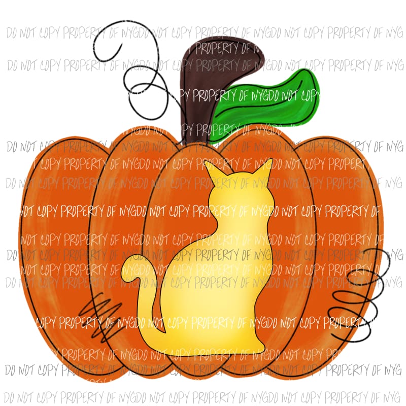 Pumpkin with Cat Halloween Fall Sublimation transfers Heat Transfer