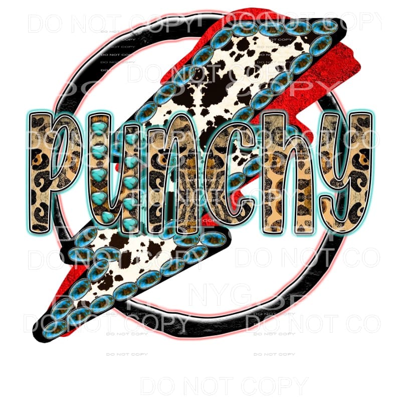 Punchy Leopard Cowhide Turrquoise Lightning Bolt Circle #191