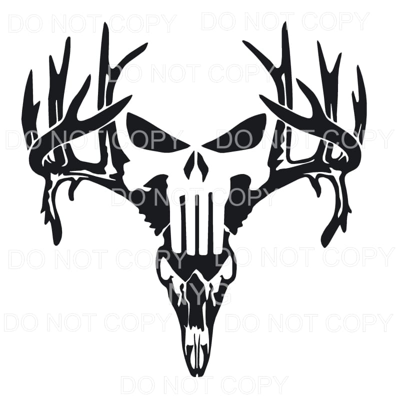 Punisher Deer Skull Antlers Sublimation transfers - Heat 
