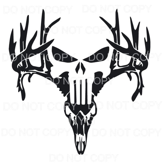 Punisher Deer Skull Antlers Sublimation transfers - Heat 