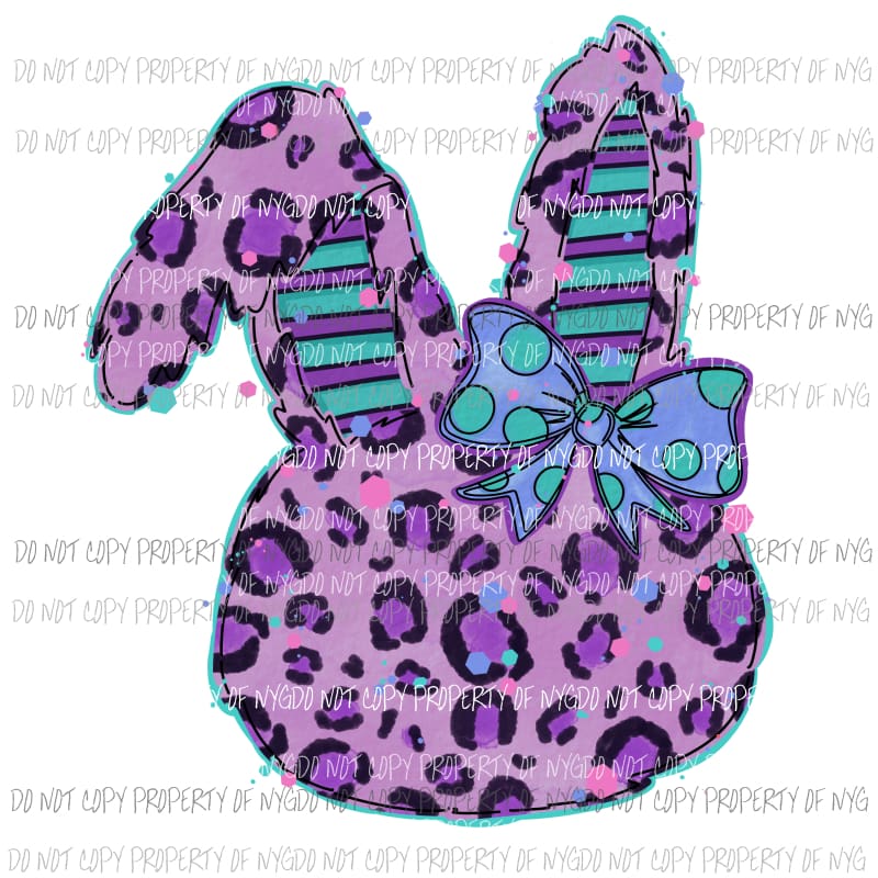 Purple Leopard Bunny silhouette blue bow Sublimation transfers Heat Transfer