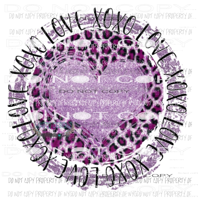 Purple Leopard heart circle love xoxo Sublimation transfers valentines day love Heat Transfer