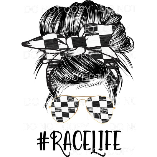 Race life messy bun # 2 Sublimation transfers - Heat 