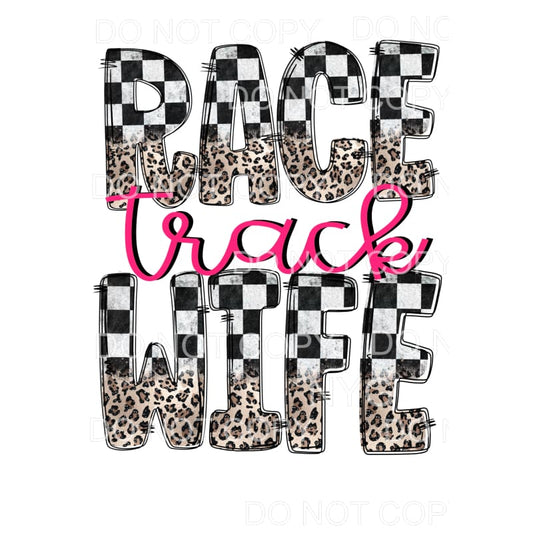 Race Track Wife Leopard pink Sublimation transfers - Heat 