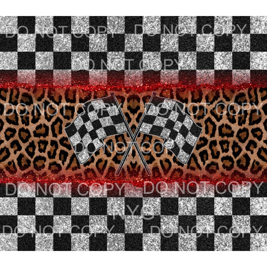 Racing Checkered Flags Leopard Sheet Sublimation transfers -